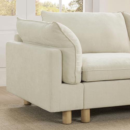 Image of CHITA 118 inch Super Large Sectional Couches for Living Room, Modular Cloud Couch Sectional Sofa, Premium Fabric Couches, Down Filled, High Density Foam, Chenille in Cream, 5 Seat Corner Couch