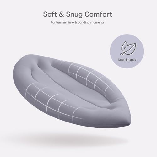 Image of Baby Lounger for Newborn: Skin-Friendly & Breathable | for 0-12 Months Infant Tummy Time Playtime & Diaper Changes - Portable & Lightweight Cushion for New Parents (Gray)