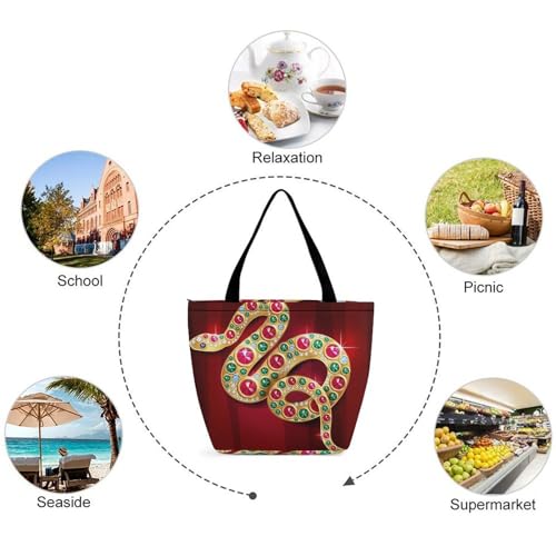 Sac de shopping pour voyage femme grand sac à main serpent et bandoulière - 5