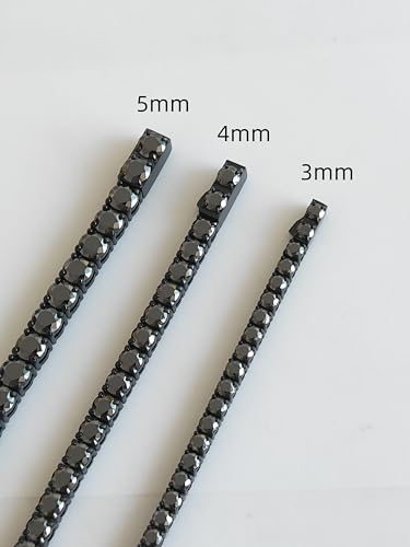 4/5mm Black Moissanite Tennis Bracelets for Women Men, 316 Stainless Steel Cuban Chain Lab Grown Simulated Diamond Bracelets Wedding Gift Jewelry Fathers day4