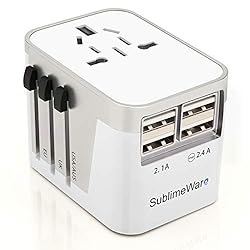 International Power Adapter Travel Plug - 4 USB Ports Universal