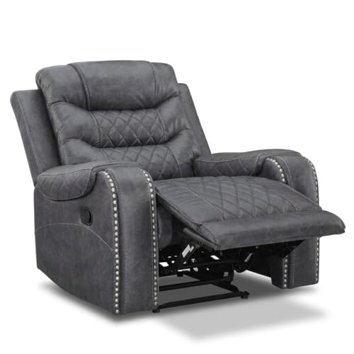 Image of Torque Mikkel 1 Seater Recliner Chairs for Home Office-Grey | Leatherette Recliner Sofa 1 Seater | Manual Relaxing Single Chair for Adults -1 Year Warranty
