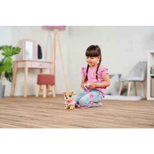 Simba 105893542 - Chichi Love Loomy, mit leuchtender Kabelsteuerung, kann Laufen, bellen und mit dem Schwanz wedeln, 20cm, Für Kinder ab 3 Jahren