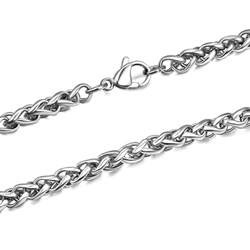 Bijoux homme chaîne acier inoxydable collier maillons blé fermoir mousqueton