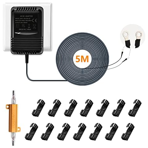 Doorbell Transformer 24V-500MA, Ring Doorbell AC Power Supply with 5M Long Cable, Suitable for Most Versions of Ring Doorbell,Thermostat, Nest Video Doorbell(Black) Cover