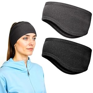 Sport Stirnband für Damen und Herren,2 Stück Ohrenschützer Stirnbänder, Frühling/Herbst/Ohrenwärmer Stirnbänder für Jogging Laufen Wandern Fahrrad (Schwarz, Grau)