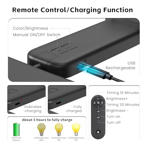 Pacote com 2 luzes de imagem operadas por bateria com controle remoto, luzes de imagem recarregáveis