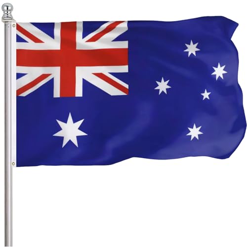 FLGCLUB Australia Australian Flag 3x5 Ft Outdoor Vibrant Color Fade Resistant Australia Flags Polyster Double Stitched Australian National Flag Canvas Header and Brass Grommets