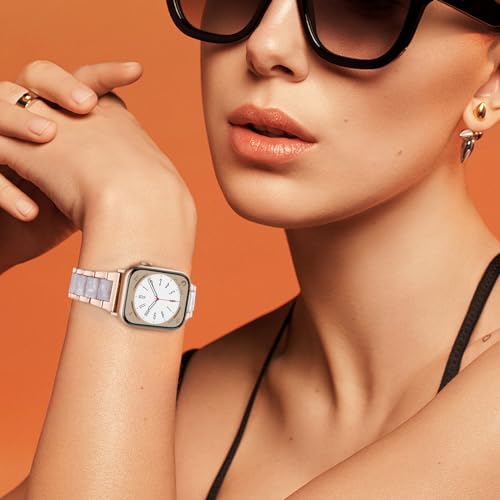 CRIS-BAND Compatible with Resin Apple Watch Bands Series 7/8/9/10/11 46mm 45mm 44mm 42mm for Women,Fancy Strap for iWatch Ultra 3/2 49mm Series 6/5/4/3/2/1/SE3 Slim Light Bracelet Wristband