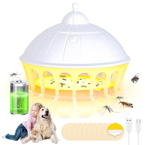 XPJBKC Trampa para Pulgas, 2025 Nuevas Trampa Antipulgas Hogar Eléctrica Recargable con 10 Almohadillas Adhesivas, 6 Modos de luz, lámpara antipulgas no tóxica, para familias con Mascotas
