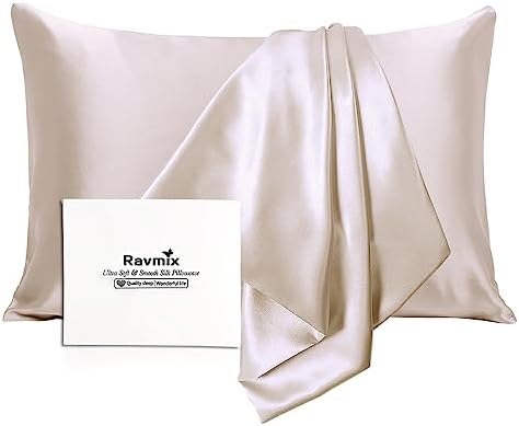 Ravmix Silk Pillowcase for Hair and Skin with Hidden Zipper, Breathable Soft Smooth Mulberry Silk Pillow Case Standard 50×75cm, 1PCS, Space Grey
