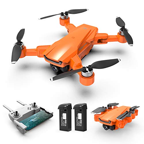 HR Drone with Brushless Motor For Adults,Foldable Drones with 4K FHD Camera Live Video And GPS Return Home,Quadcopter with Altitude Hold,Follow Me,Includes Carrying Bag（Orange）