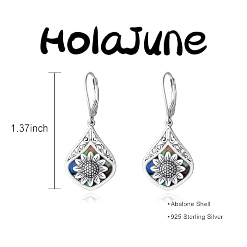 Sterling Silver Abalone Shell Filigree Dangle Drop Earrings Bohemia Jewelry Gift for Women Mother Mom4