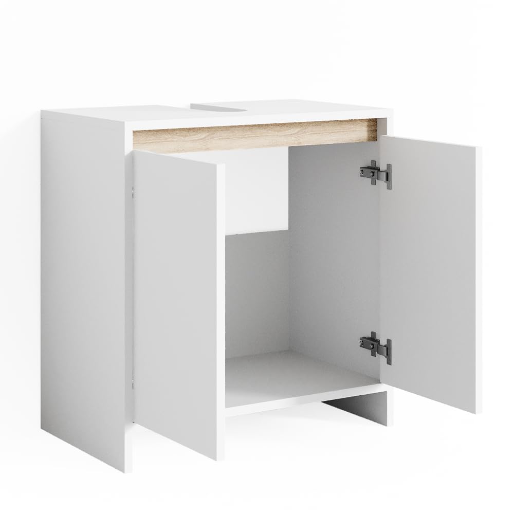 Vicco Meuble sous Vasque Simple Emma, Blanc/Sonoma, 58x60cm