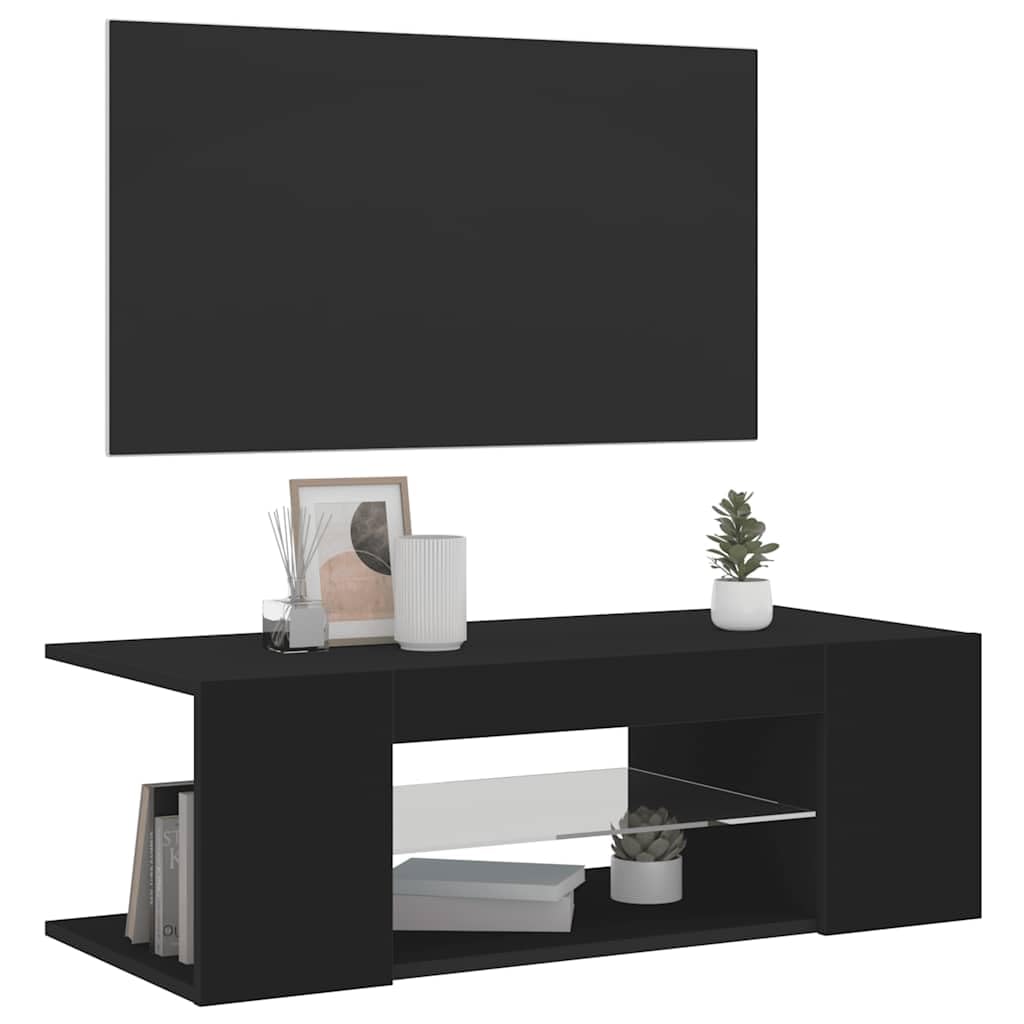 Moderno Resistente con Luces LED RGB Mueble TV 90x39x30 cm Negro