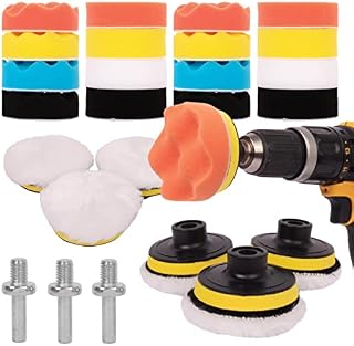 GADLANE Car Polishing Pads for Drill - 25PCS Buffer Drill Attachment Works with M10 Drills, Cordless Screwdrivers and Polishing Machines - Assorted Levels of Softness