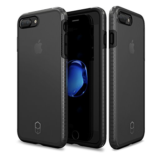 PATCHWORKS iPhone 8 Plus / 7 Plus Case, Level Case Black/Clear - Military Grade Protection Case, Extra Protection, Impact Disperse System