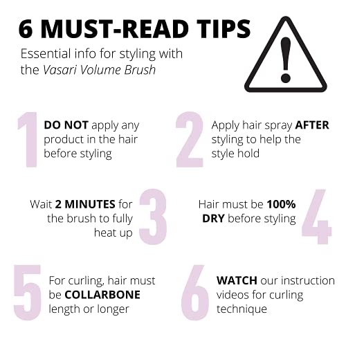 Professional Heated Volume Brush 1 1/2 Inch For Fine To Medium Hair | Large Ionic Ceramic Barrel For Creating Loose Curls And Volume | Hot Round Brush Tangle-Free Tech By Vasari | Not A Hair Dryer #TOP4