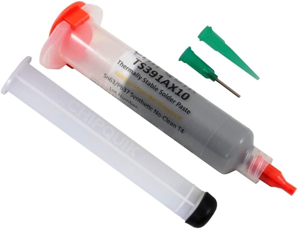 Chip Quik TS391AX10 Thermally Stable Solder Paste No-Clean Sn63/Pb37 T4 (35g syringe)