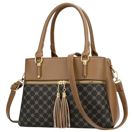Image of KKXIU Women Satchel Bags Handle Shoulder Handbags and Purses Pockets Zipper Leather Crossbody Bags
