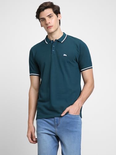 Image of Dennis Lingo Men's Cotton Solid Regular Fit Mandarin Collar Short Sleeve Polo Tshirt