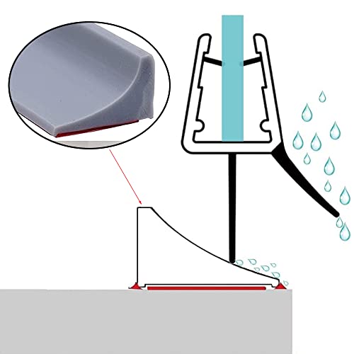 Schwallschutzleiste Dusche Selbstklebend, Silikon Wasserstopper & Duschdichtung | Nass-Trockentrennung Wasserbarriere für Bad & Küche | Bodenabdichtung, Zuschneidbar (Schwarz 2m)