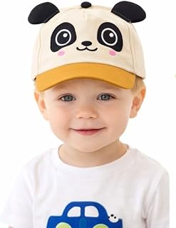 Yanwenx Kids Panda Design Cap for Boys & Girls (2-5 Years) | Cute Cartoon Cotton Summer Hat | Adjustable Lightweight Sun P... Price In India