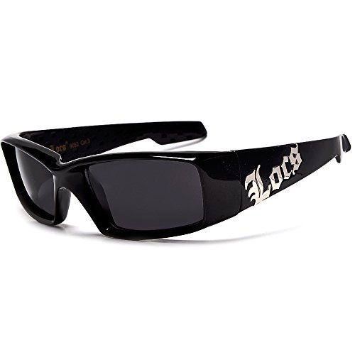 Gangsta Shades LOCS Hardcore Square Inset Dark Lens Sunglasses (Glossy Black/Dark)
