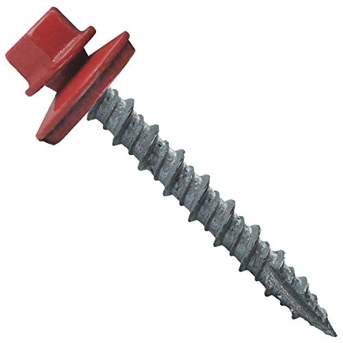 Metal ROOFING SCREWS: (250) 10 x 1-1/2" Crimson Red Hex Head Sheet Metal Roof Screw. Self starting metal to wood siding screws. EPDM washer. Colored head