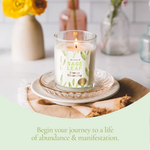 Magnificent 101 Long Lasting Set of 3 White Sage Leaf Scented Smudge Candle | 3.5 Oz Each - 42 Hour Burn | Soy Wax Candle for Energy Cleansing & Manifestation