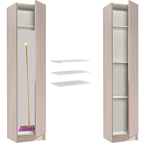 HABITMOBEL Mueble Alto Multiusos Roble 180 estantes INCLUIDOS