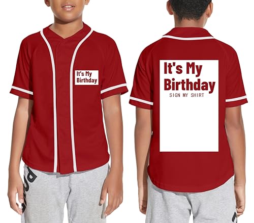 It's My Birthday Sign My Shirt Boys Birthday Shirt Girls Baseball Jersey Kids Birthday Gifts Age 1-142