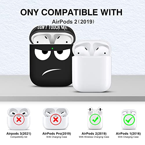 Image of Youtec for Airpods Case, Don't Touch Me for Airpods Cover with Keychain Soft Cute Shockproof Cover for Women Men Compatible with for Airpods 2 /1 Charging Case -Black