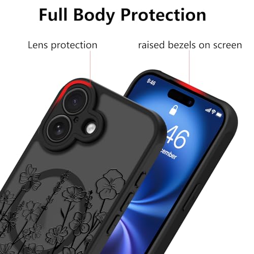 Image of KANGHAR Case for iPhone 17 Florals Pattern | [Compatible with Magsafe] Cute Blooming Flowers Protective Magnetic Case for Girls Women Men
