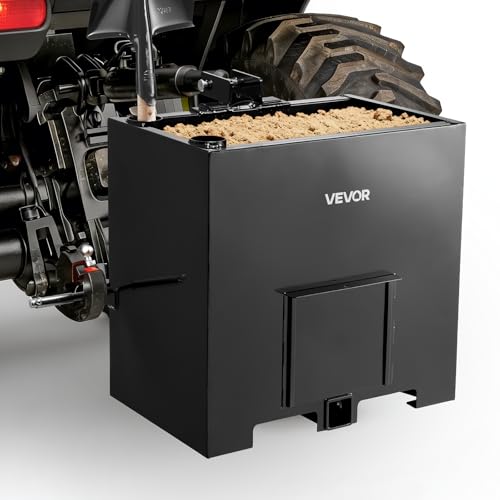 Image of VEVOR Ballast Box, 3-Point Category 1 Tractor Ballast of 800 lbs Capacity, with Standard 2 Inch Hitch Receiver, Heavy-Duty Steel 5 ft Large Volume Durable Loader Attachment with Sliding Door, Black