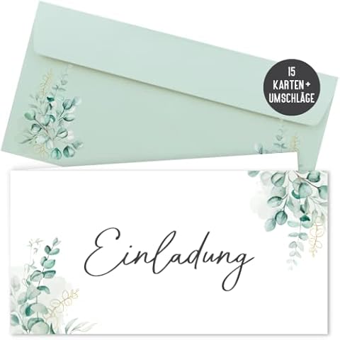 15 Einladungskarten inkl. Umschläge für Hochzeit Cover