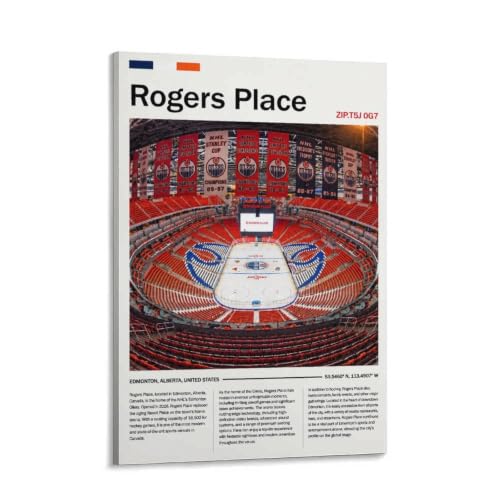 Ice Hockey Canvas Prints Wall Art Poster Oilers Edmonton Stadium 12x18in