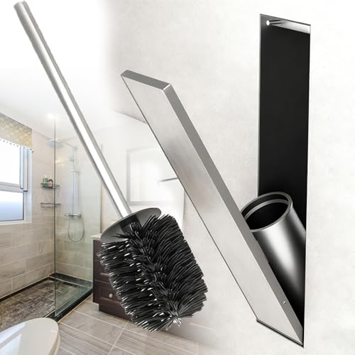 Atwynd Escobillero Oculto para Inodoro, Portaescobillas Empotrado, Nicho de Baño Clubs con Cierre Elástico, Diseño Invisible, Ahorra Espacio, para Reformas de Baños en Hoteles