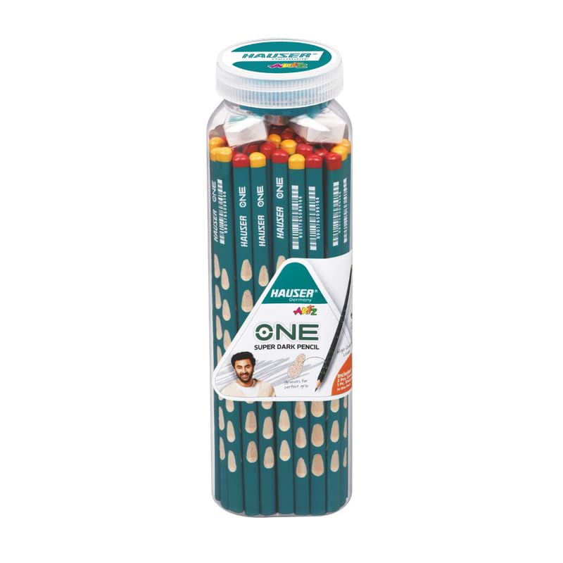 Image of HAUSER ARTZ ONE PENCIL-50 PCS JAR Set - 40 Pcs Multicolor Pencils | Extra Dark Lead for Smooth Writing | Ideal for Kids School Use & Drawing