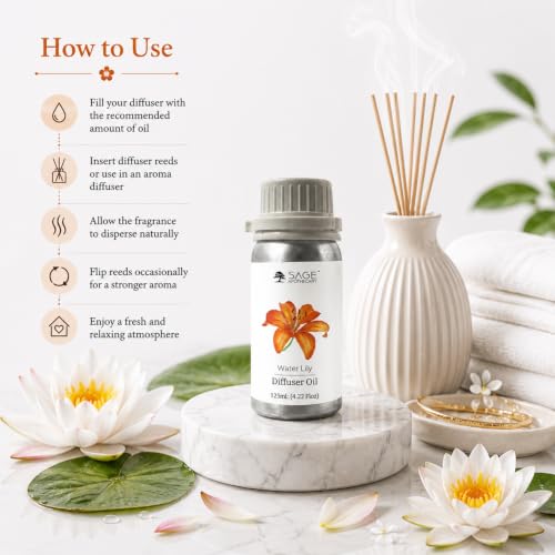 Image of Sage Apothecary Waterlily Diffuser Oil Natural Aromatherapy Oil for Sleep and Relaxation - 125 ml