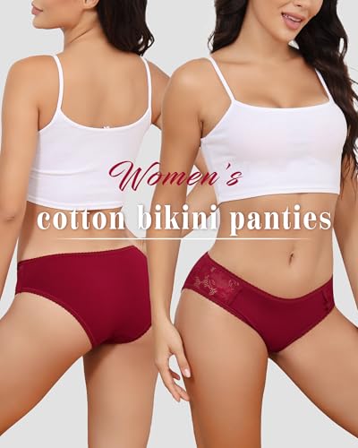 Levao 5 Pack Cotton Underwear Women Lace Ladies Knickers Sexy High Leg Hipster Briefs Soft Stretch Panties Multipack S-XXL - Image 3