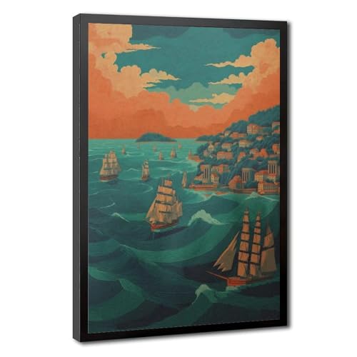 Poster sur toile Falmouth Harbour déco marine pour salon 40x60 cm