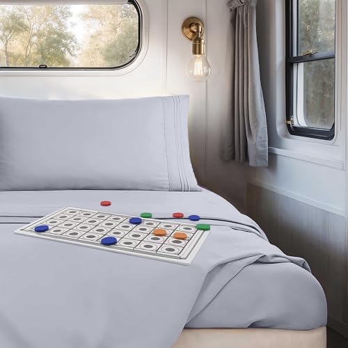 Nestl Grey Lavender Short Queen Sheets for RV, Hotel Luxury RV Queen Sheets Set, 4 Piece Fitted Bed Sheet Set and Pillowcases, Super Soft, Wrinkle-Free, and Breathable Camper Bedding