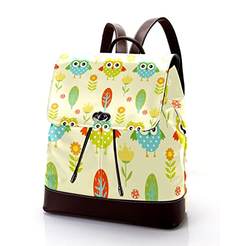 Urocze sowy z sercami damski plecak na laptopa, tornister ze skóry PU plecak moda podróżna torba na ramię, MultiColor 05