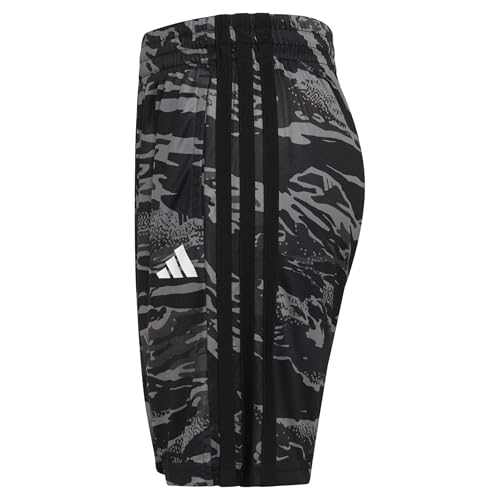 adidas Bermuda masculina AOP Tiger Camo com 3 listras, Preto, 2 Anos