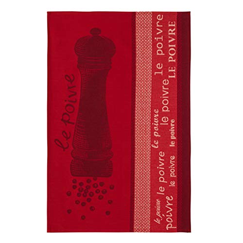 Coucke French Cotton Jacquard Towel, Poivre Rouge, 20-Inches by 30-Inches, Red, 100% Cotton