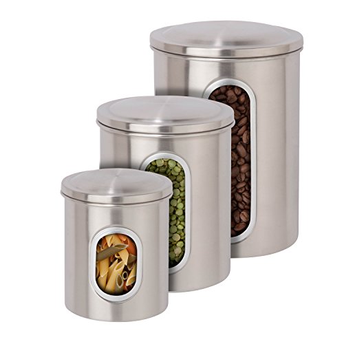 Honey-Can-Do KCH-06427 3-Piece Metal Nested Canister Storage Set, Steel