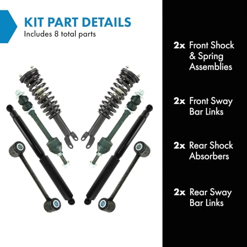 Image of TRQ Front and Rear Suspension Kit Complete Strut & Coil Spring Assembly Shock Absorber Sway Bar Stabilizer Link Compatible with 2005-2009 Dodge Dakota 2006-2009 Mitsubishi Raider