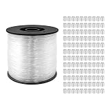 Material:El hilo de pescar está hecho de nailon transparente de alta calidad,que es grueso,flexible,fuerte y resistente al desgarro,ofrece una impresionante resistencia a la tracción y durabilidad,puede soportar artículos más pesados de hasta 58 libras.