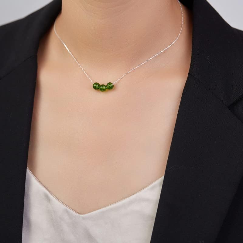 Real Crystal Pendant Necklace Jewelry 925 Sterling Silver Chain Necklace for Women Dainty Birthstone Jewelry Necklace for Women Healing Chakra Crystal Stone Necklace bead - Image 3